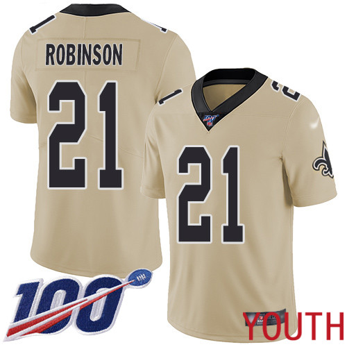 New Orleans Saints Limited Gold Youth Patrick Robinson Jersey NFL Football #21 100th Season Inverted Legend Jersey->youth nfl jersey->Youth Jersey